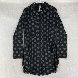 Comfy USA Shirt‎ Dress Womens S Black Gray Polka Dot Sculpted Hem Art to Wear